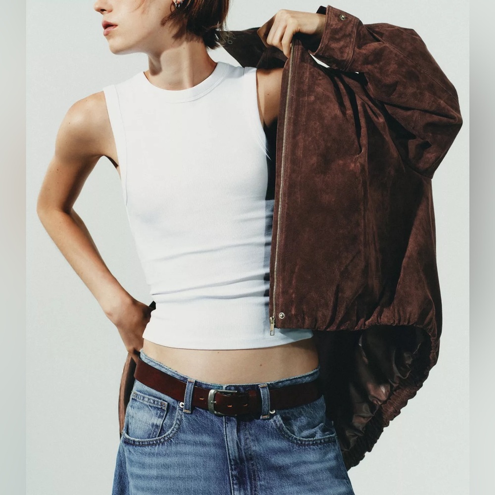 Zara Suede Jacket in Brown Size Large - Picture 4 of 9